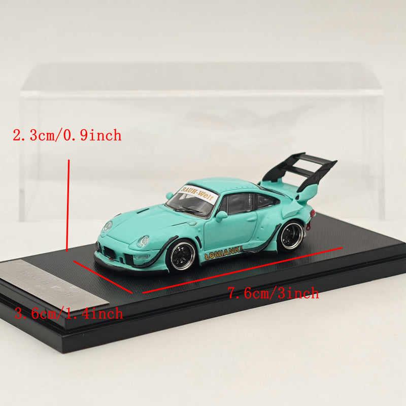 1:64 SW Green Luminous RWB 993 Tomianki Racing Sports Classic Model Diecast