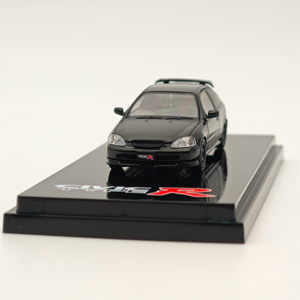 Hobby Japan 1:64 Honda Civic Type-R (EK9) Custom with Engine Diecast Car Collection Auto Toys Gift Black(Ships from the United States)