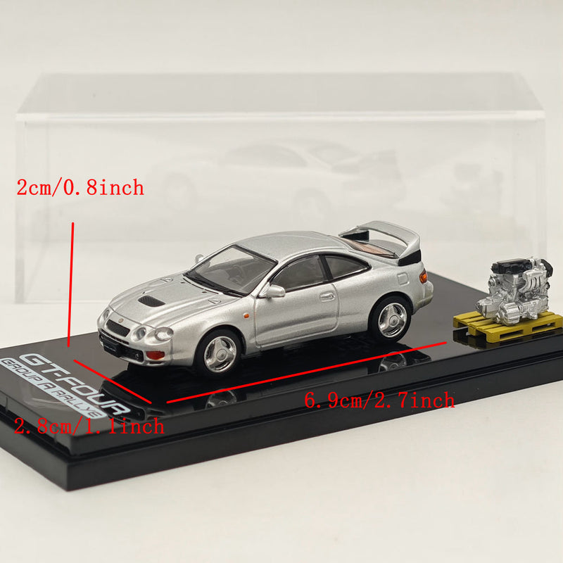 1/64 Hobby Japan Toyota CELICA GT-FOUR WRC Edition (ST205) w/ Engine HJ641064AS Silver Diecast Models Car Collection Auto Toys Gift