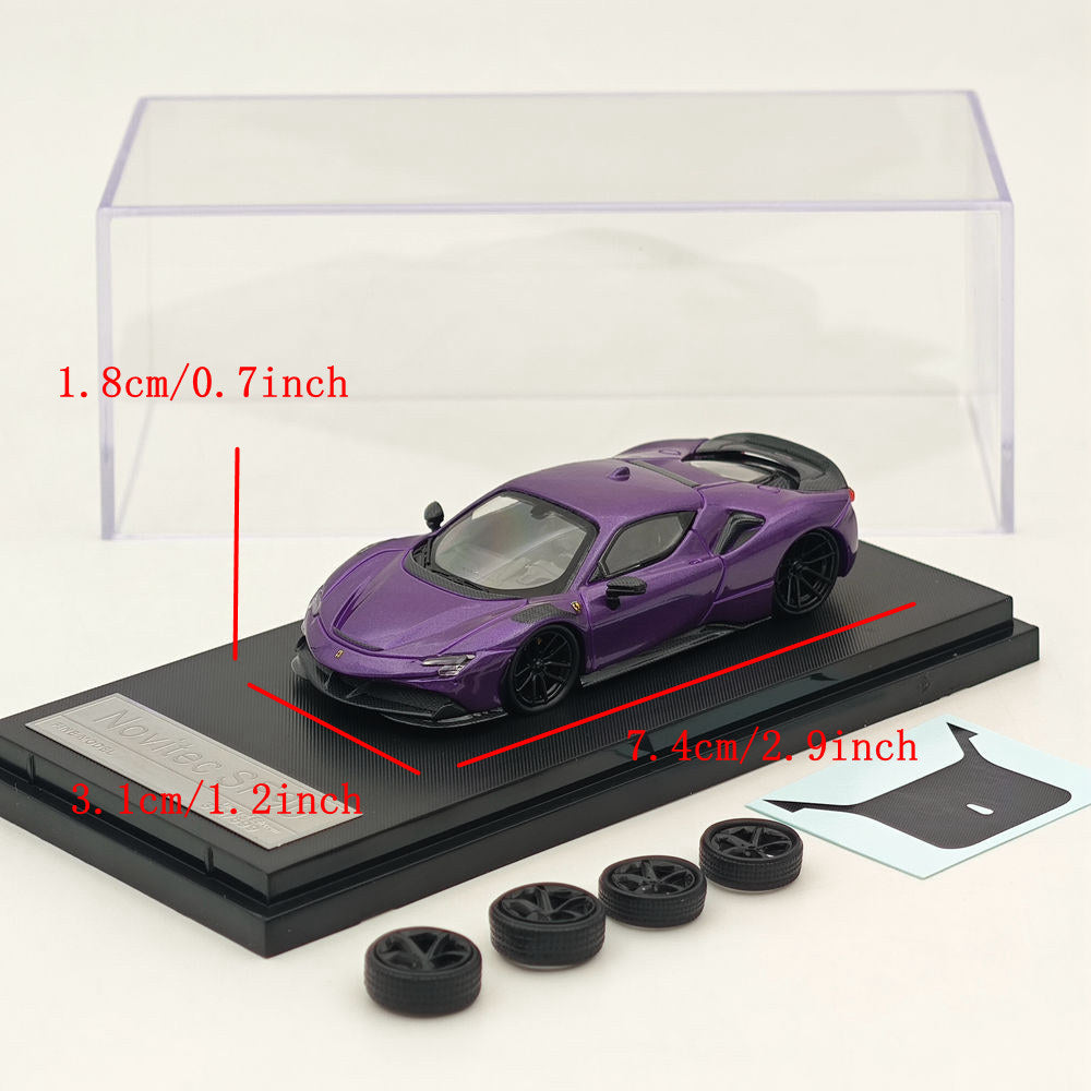 Fine model 1:64 Scale Novitec Ferrari SF90 Diecast Models Car Collections Purple