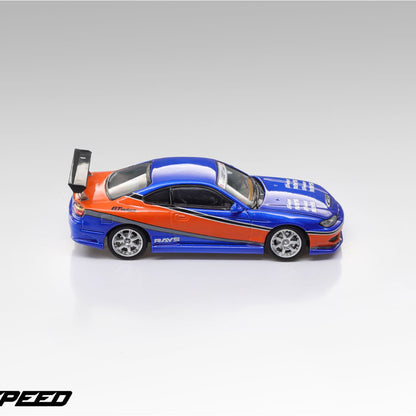 Pre order Fast Speed 1:64 Silvia S15 Mona Lisa Speed Orange Blue Coating FNF Front Cover Openable Diecast Model Car