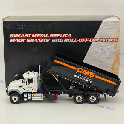 1:34 FIRST Mack Granite with Tub-Style Roll-Off Container DIECAST 19-4054 Used