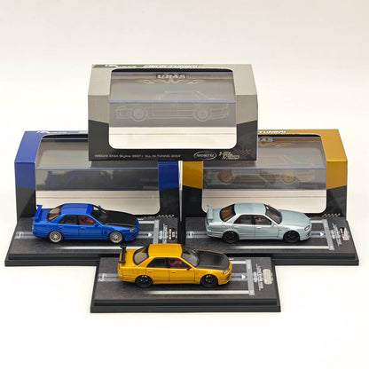 MORTAL 1:64 NISSAN SKYLINE ER34 Skyline 25GT-t Jouets miniatures moulés sous pression Modèles de voitures Collection de loisirs Cadeaux TOUT EN TUNING 2024 