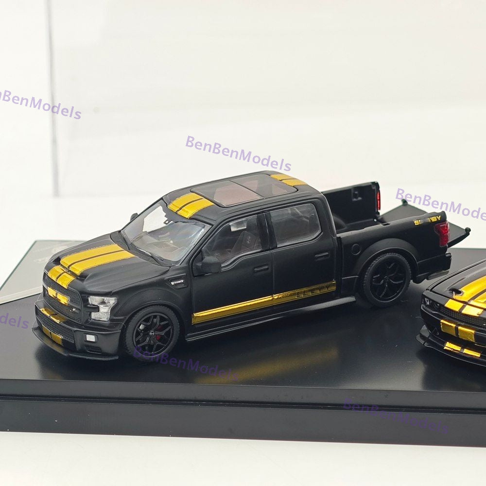 GT SHOW 1:64 Shelby F150 & Hellcat Black/Gold "American Power" livery Diecast Metal Limited Edition