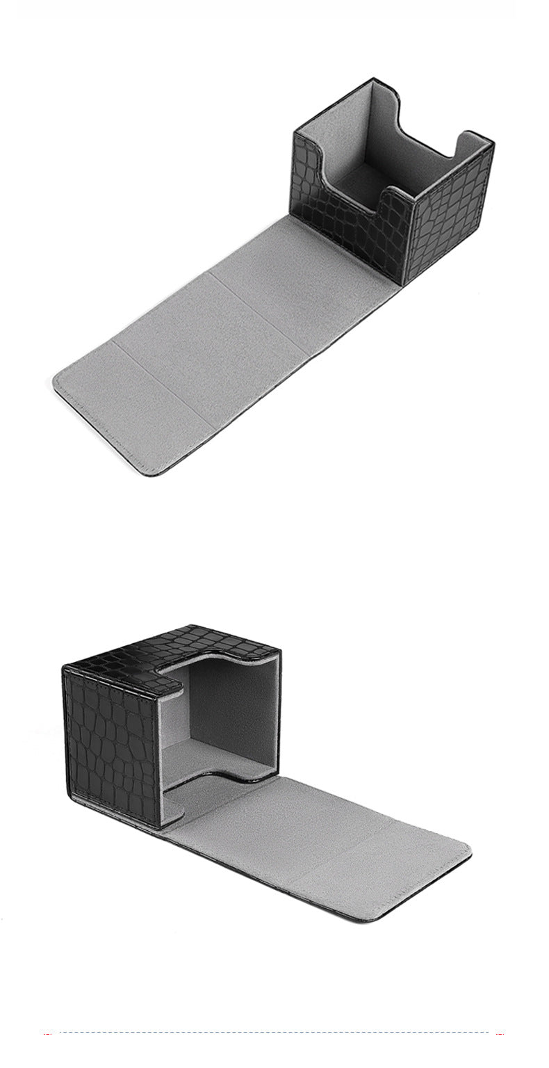 Magnetic Flip PU Card Deck Box Croc Grain Side Insert Trading Card Storage Box For Collectible Cards