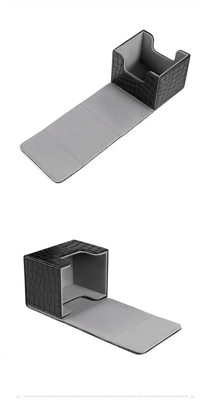 Magnetic Flip PU Card Deck Box Croc Grain Side Insert Trading Card Storage Box For Collectible Cards