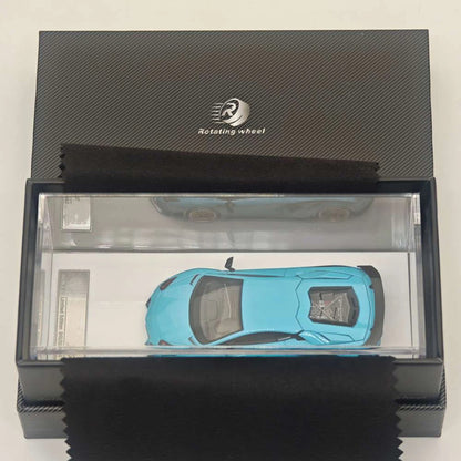 Rotating Wheel 1/64 Aventador S Rowen Bule Alloy Model Car Collection Diecast