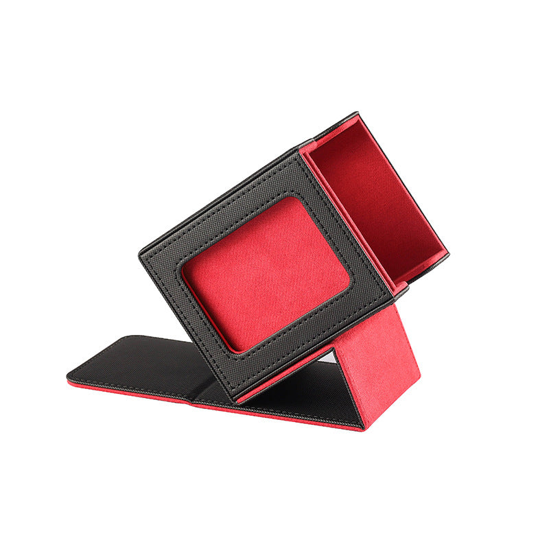 Upgraded Magnetic PU Vertical Deck Box with Front View Window for TCG CCG Sports Trading Cards