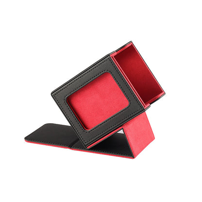 Upgraded Magnetic PU Vertical Deck Box with Front View Window for TCG CCG Sports Trading Cards