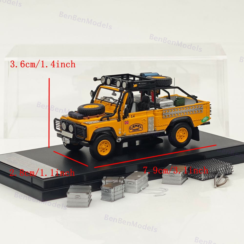 1:64 SW Yellow Camel Defender 90 Pickup Sports Model Diecast Metal Car Limited