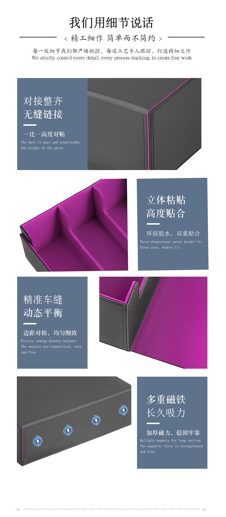 Magnetic PU Leather Card Storage Box 4 Grid Large Capacity Trading Card Organizer Holder for PTCG TCG CCG OCG Collectible Game Sports Cards