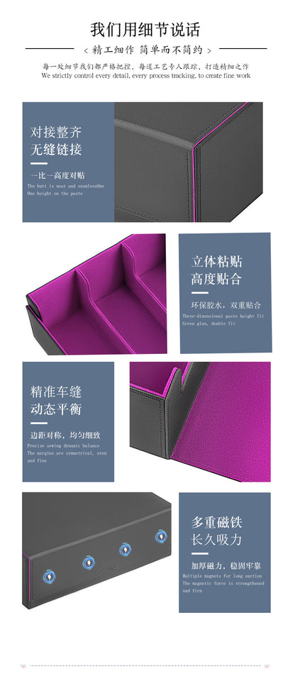 Magnetic PU Leather Card Storage Box 4 Grid Large Capacity Trading Card Organizer Holder for PTCG TCG CCG OCG Collectible Game Sports Cards