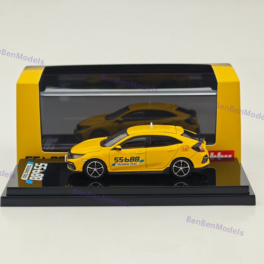1:64 Hobby Japan Yellow Civic FK7 Hatchback Sports Taxi Model HJ642018AT Diecast