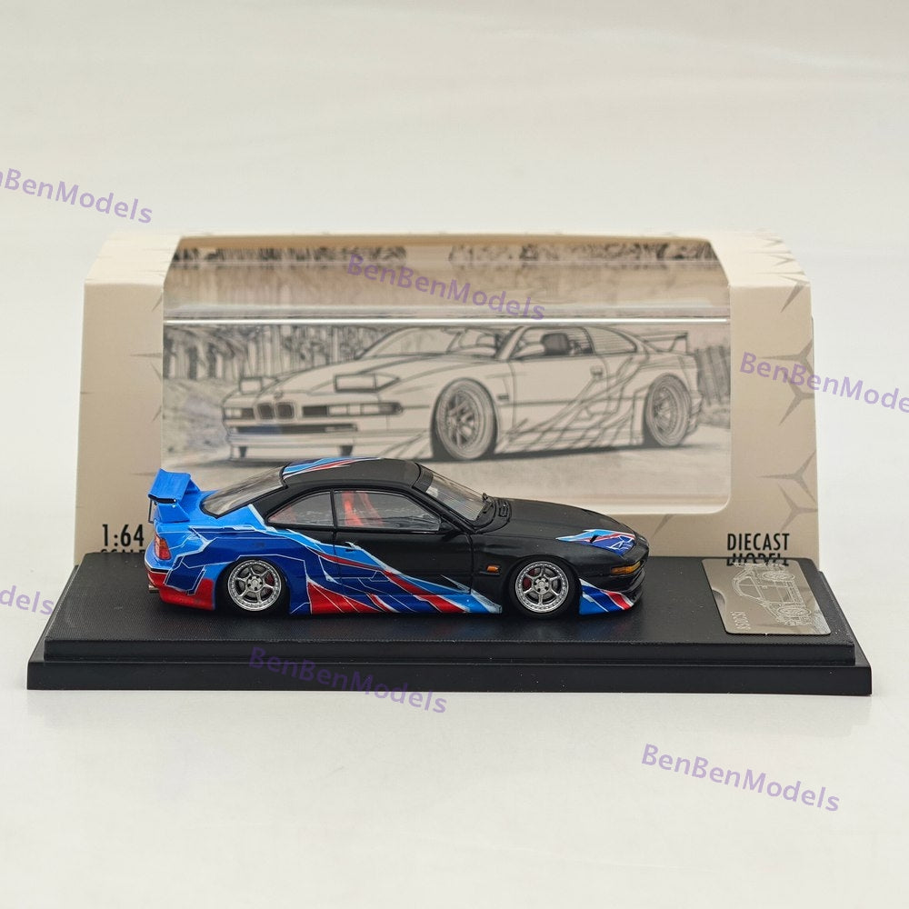 Rhino Model RM 1/64 850CSi E31 Black Blue Widebody Sports Model Diecast Model Car Limited Collection