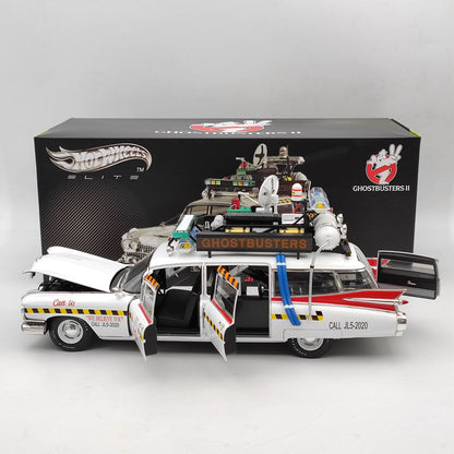 HOT WHEELS 1:18 Cadillac Ghostbusters II ECTO 1A Elite X5470 Diecast Models Toy Car Gifts Collection(Ships from the United States)
