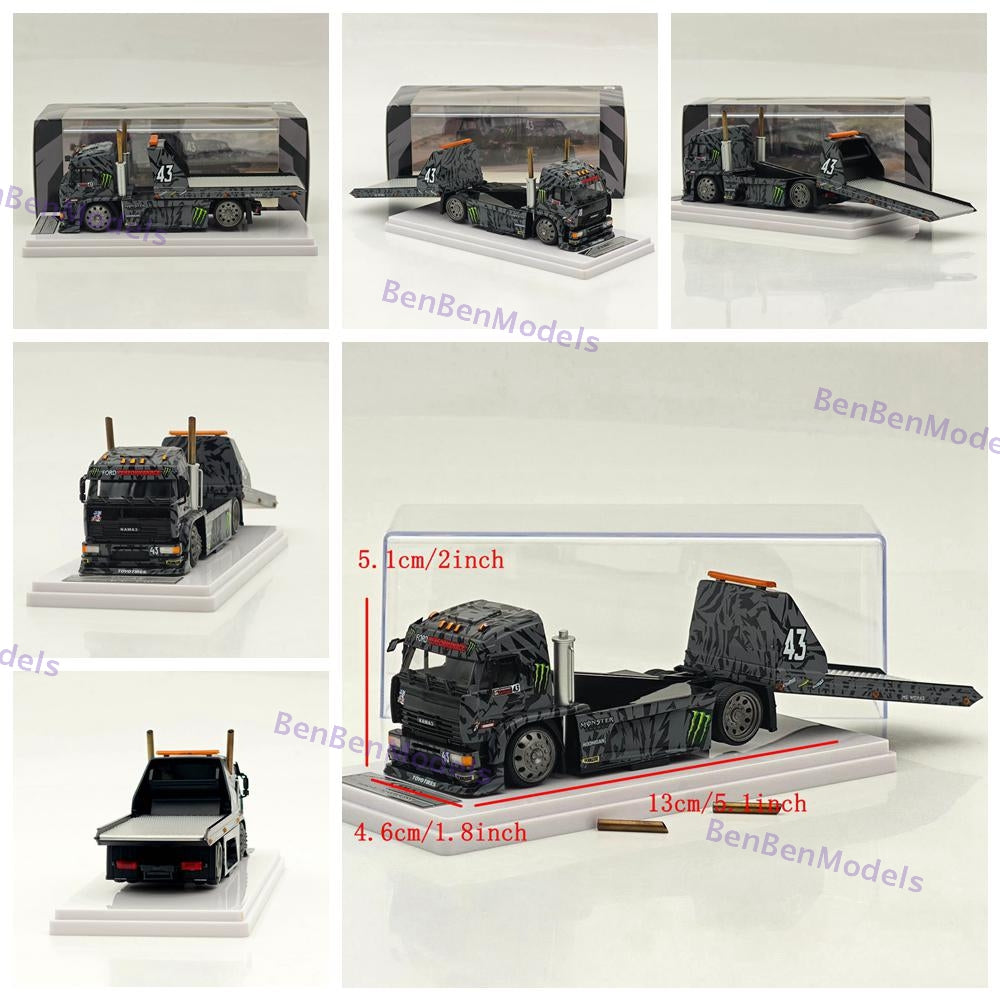 1:64 SW Ford Mustang 1965 Hoonicorn RTR V3 HORZON / KamaZ trailer Car Diecast