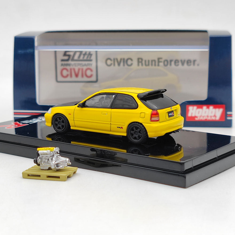 Hobby Japan HJ642016EY 1/64 Honda Civic TYPE R (EK9) With Engine Diecast Display Model Toys Gift