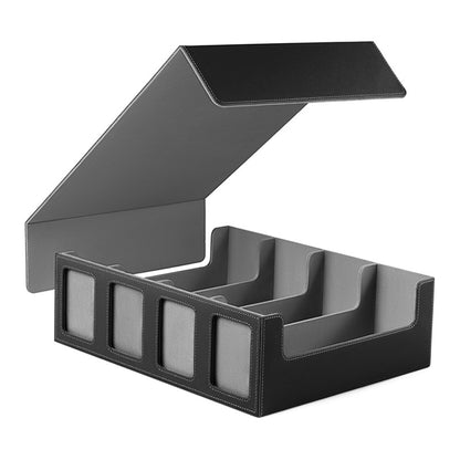 Large Capacity 4 Compartment Magnetic PU Card Storage Box with Display Windows Holds 3000+ TCG Trading Cards Deck Box