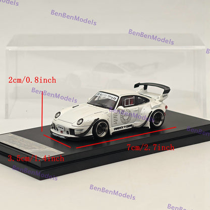 Street WARRIOR SW 1/64 Porsche RWB 993 AGL White Sport Car Diecast Model Car