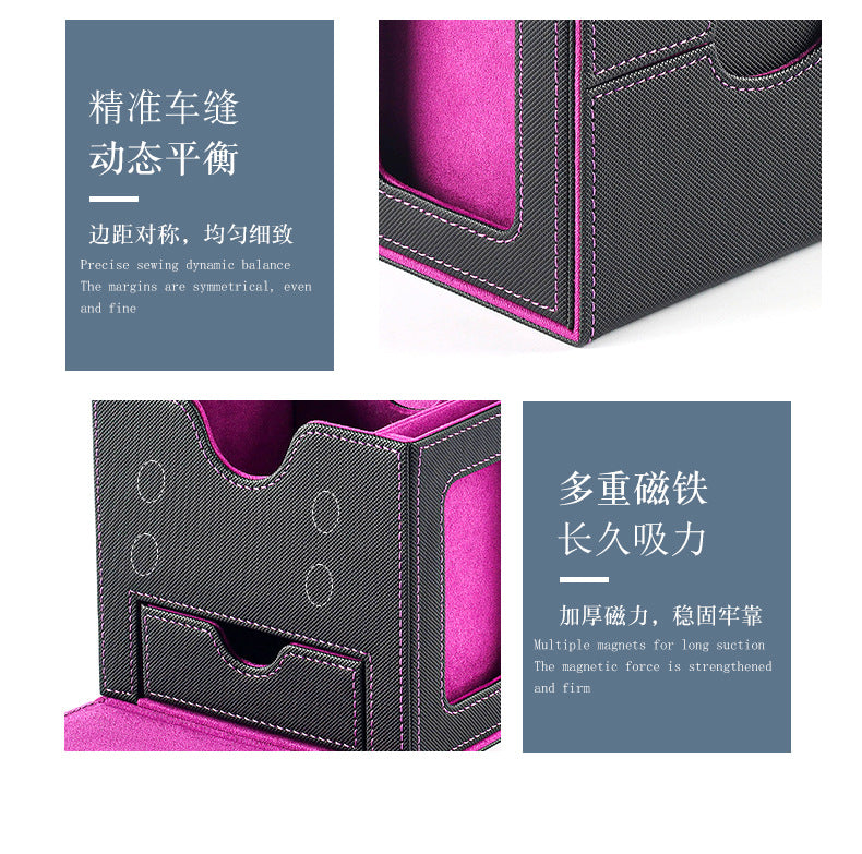 Side-Loading Window Card Deck Box 100+ PU Leather Magnetic TCG Card Storage