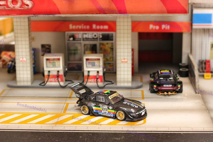 Pre-sale 1:64 SW Matt Black 911 RWB 993 Apple #89 Racing Sports Model Diecast