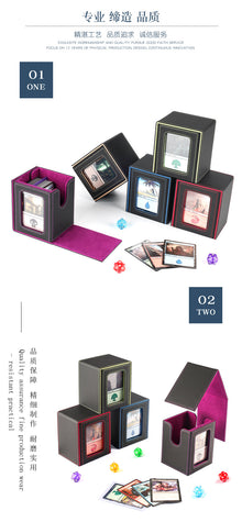 Portable Magnetic PU Deck Box Vertical Side Loading with Front View Window for TCG CCG Trading Cards