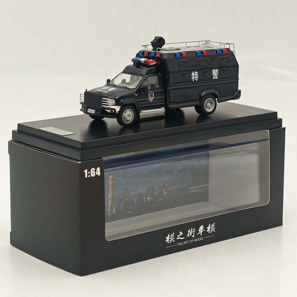 The Art of Model 1:64 F550 Super Duty Anty-Riot Personnel Carrier Black SWAT Livery Diecast Model Car