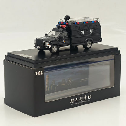 The Art of Model 1:64 F550 Super Duty Anty-Riot Personnel Carrier Black SWAT Livery Diecast Model Car