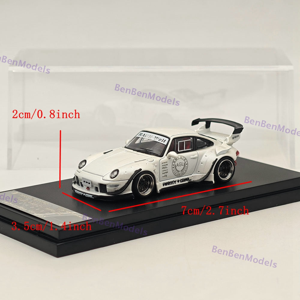 SW 1/64 Porsche RWB 993 AGL White Sport Car Alloy Limited Collection Car Model