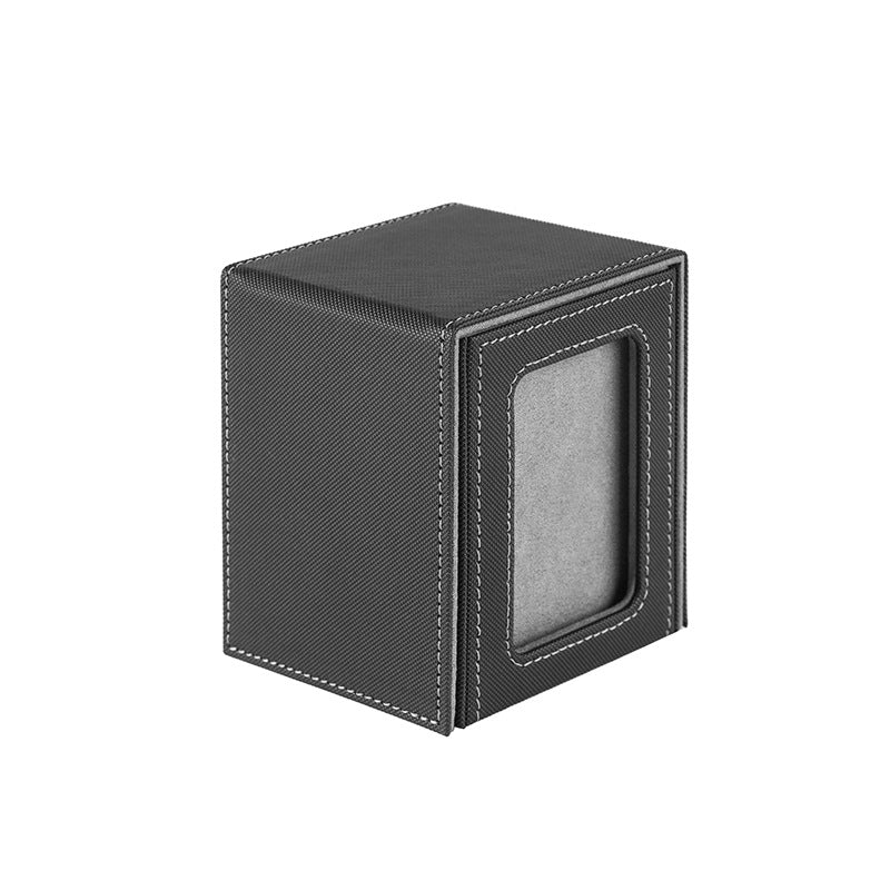 Portable Magnetic PU Deck Box Vertical Side Loading with Front View Window for TCG CCG Trading Cards