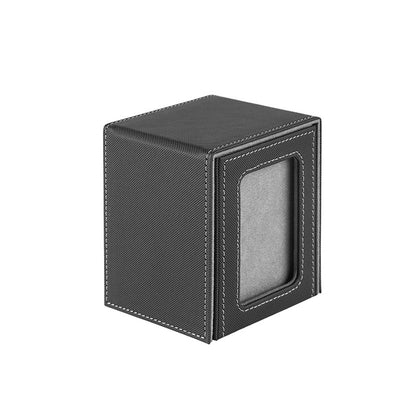 Portable Magnetic PU Deck Box Vertical Side Loading with Front View Window for TCG CCG Trading Cards