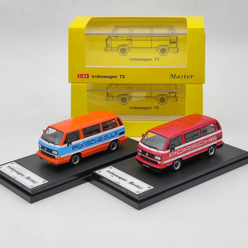 Master 1:64 Porsche B32 & VW T3 Multivan 1985 Van Gulf Diecast Toys Car Models Miniature Hobby Exquisite Gifts