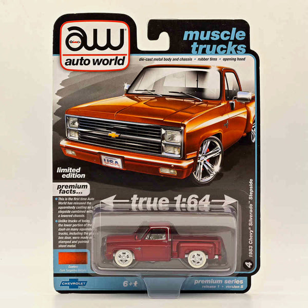 CHASE Auto World 1/64 1983 Chevy Silverado Stepside Ultra Red Diecast Models Car