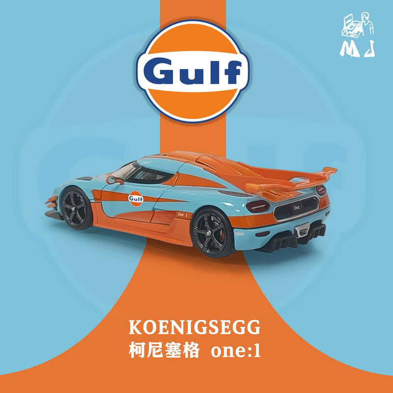 MJ 1:64 Koenigsegg one1 Gulf/Noctilucent Diecast Toys Car Models Miniature Hobby Collection Gifts