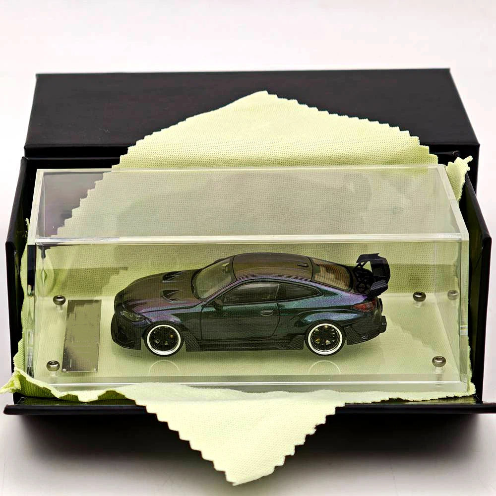 STREET WARRIOR SW 1:64 M4 Chameleon Magic Green Widebody Sports Model Diecast Metal Car Limited Collection