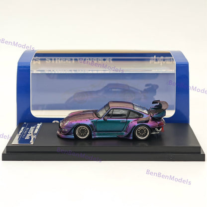 1:64 SW Porsche RWB 993 Racing Sports Classic Model Low Spoiler Purple Alloy Car
