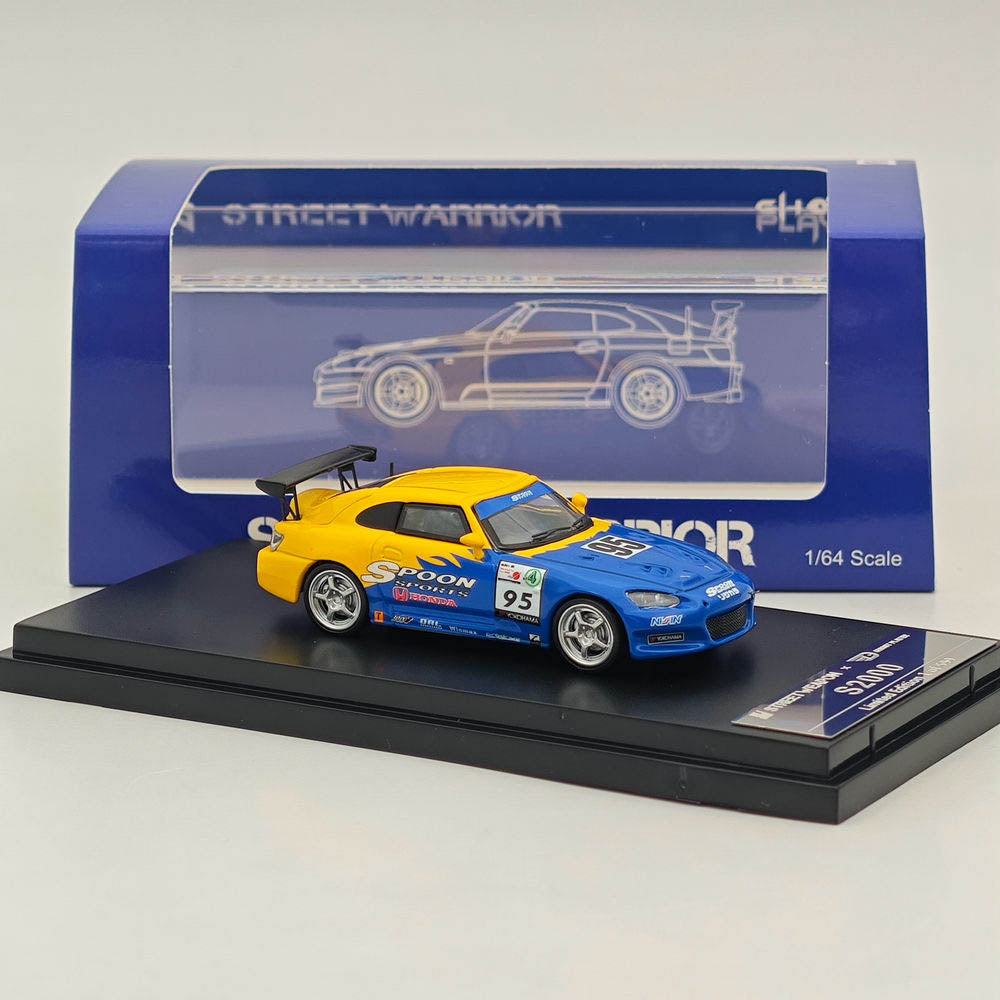 Modèle réduit de voiture moulée sous pression Honda EG6/S2000 SPOON bleu/jaune, édition limitée, échelle 1:64