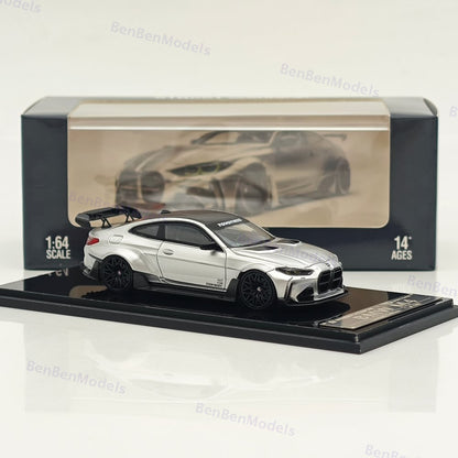 1:64 SW BMW M4 G82 Silver Sports Diecast Models Car Limited Collection Gifts