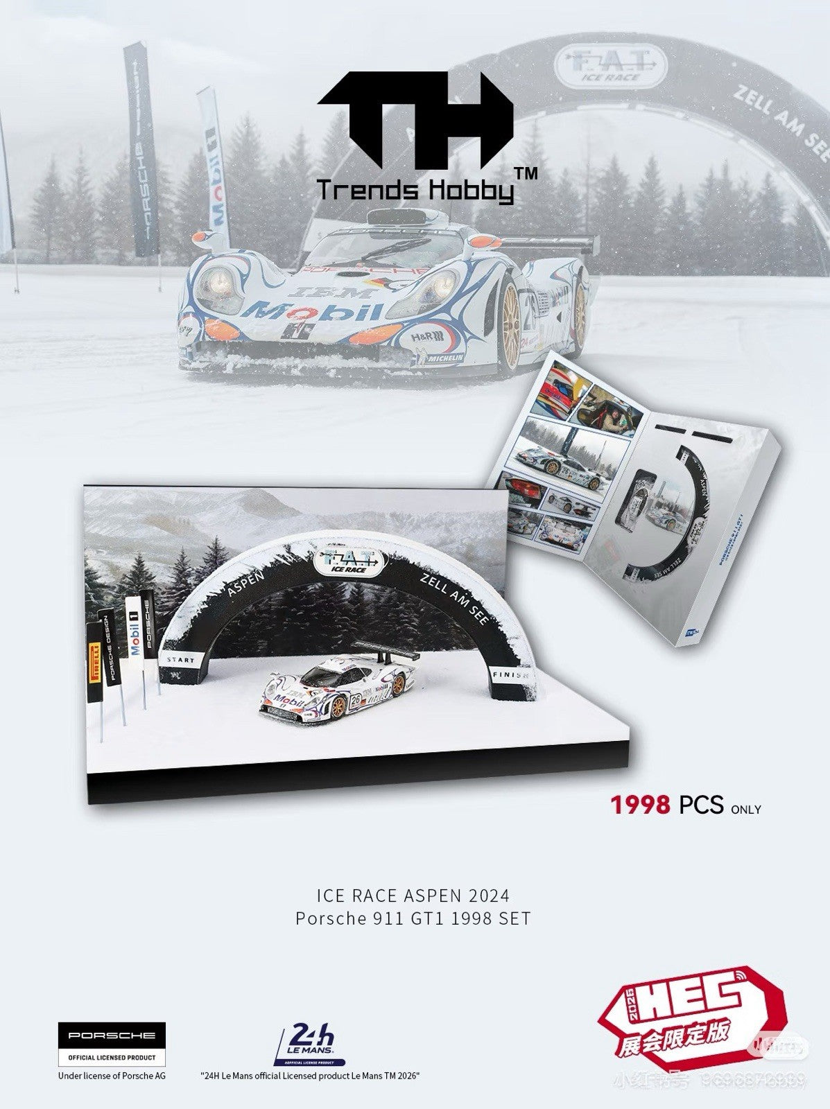 1/64 Trends Hobby 911 GT1 LM Ice Race Aspen 2024 HEC 2026 Car Model Diecast Set