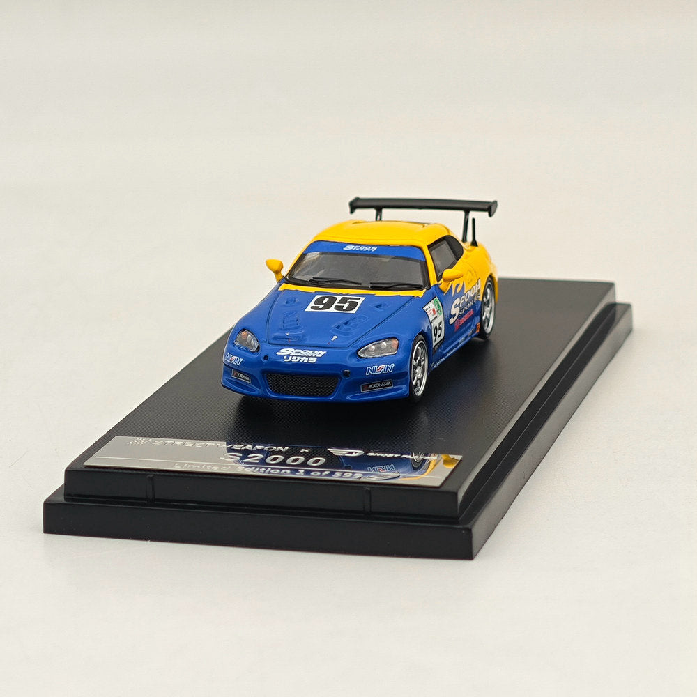 Modèle réduit de voiture moulée sous pression Honda EG6/S2000 SPOON bleu/jaune, édition limitée, échelle 1:64