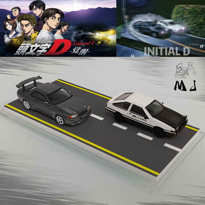 Pre-sale MJ 1:87 Initial D Toyota AE86 & Nissan GTR32 Plastic Miniature Models Toys Car Hobby Collection Gifts