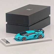 Rotating Wheel 1/64 Aventador S Rowen Blue Alloy Model Car Collection Diecast