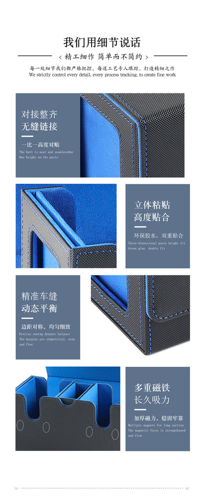 Dual Grid Magnetic Flip Card Box Grid Texture PU Card Holder Portable Trading Card Organizer Storage Box