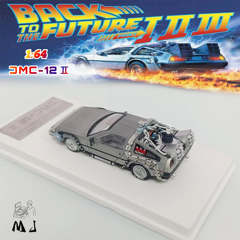 MJ 1/64 DMC-12 Back To The Future Time Machine Miniature Diecast Toys Car Models Collection Gifts Limited Edition