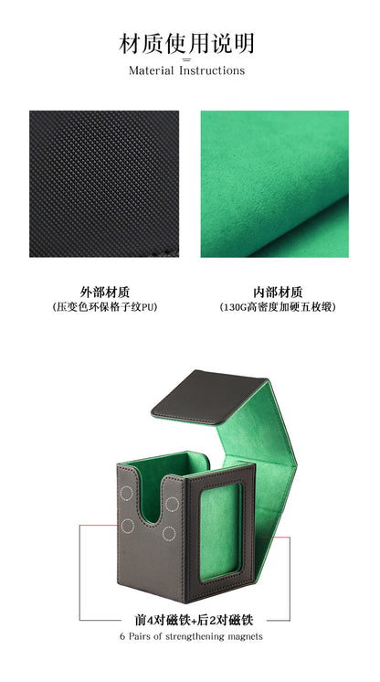 Upgraded Magnetic PU Vertical Deck Box with Front View Window for TCG CCG Sports Trading Cards
