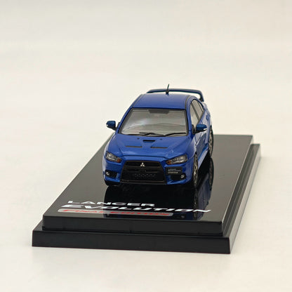 Hobby Japan 1/64 Mitsubishi Lancer Evolution X Final Edition w/Engine Display Model Lightning Blue Mica HJ642053ABL Diecast Model Car Limited Collection