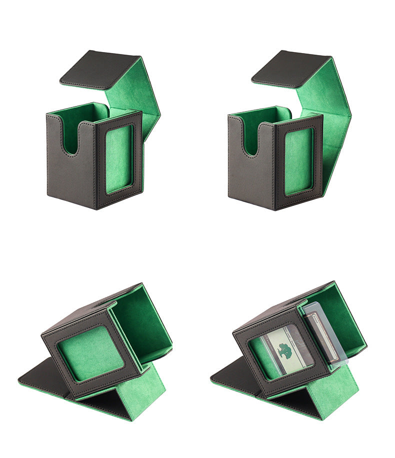 Upgraded Magnetic PU Vertical Deck Box with Front View Window for TCG CCG Sports Trading Cards