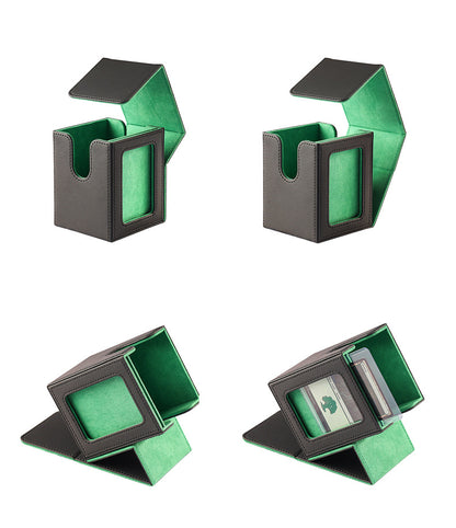 Upgraded Magnetic PU Vertical Deck Box with Front View Window for TCG CCG Sports Trading Cards
