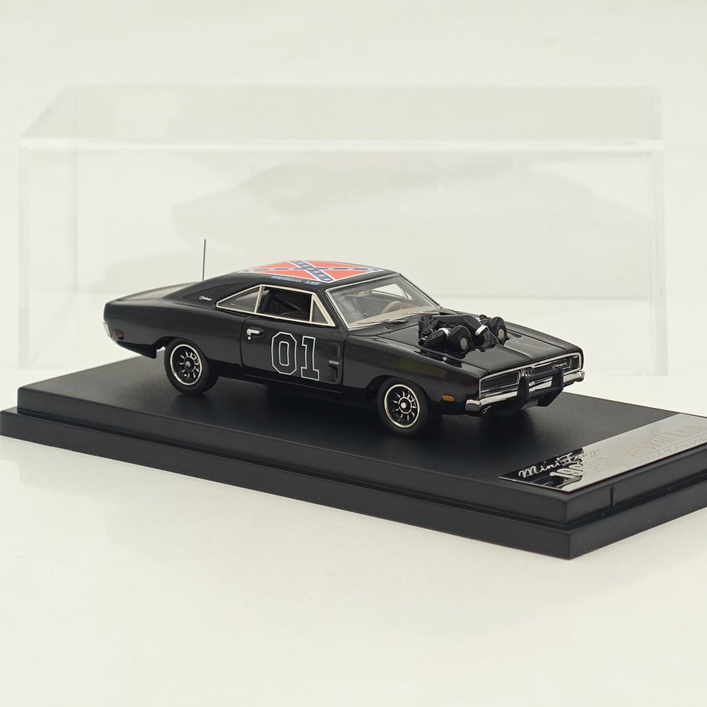 Mini Forge 1:64 1969 Charger General Lee Black with 1600 HP Twin-Turbo LS Diecast Motor