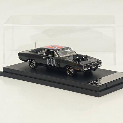 Mini Forge 1:64 1969 Charger General Lee Black with 1600 HP Twin-Turbo LS Diecast Motor